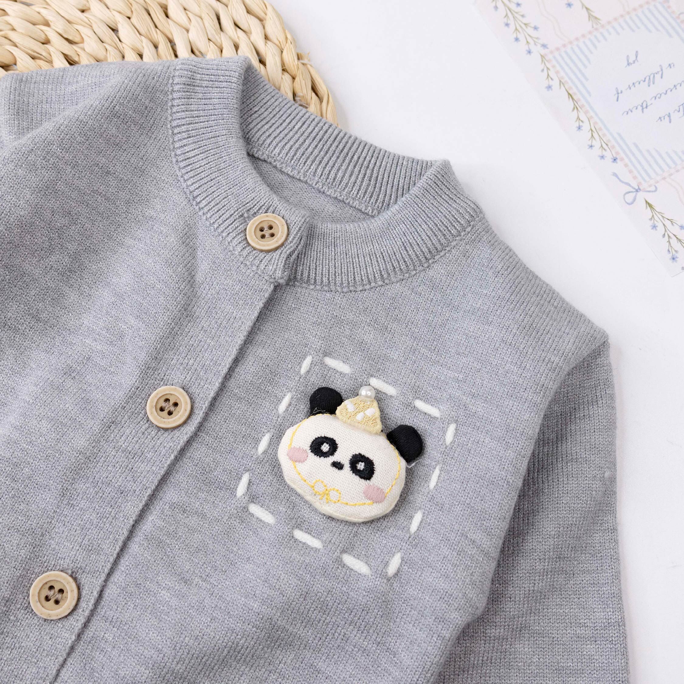 【H56224】可愛熊貓立體造型針織套裝