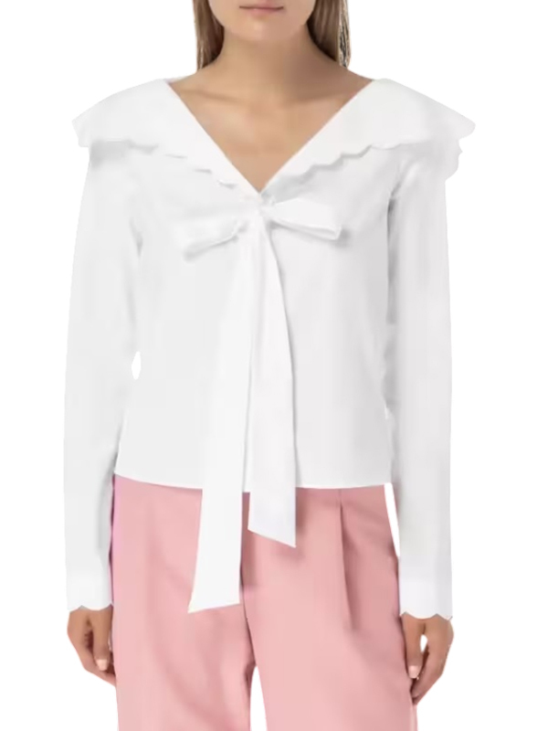 PHILOSOPHY 翻領蝴蝶結上衣(白)