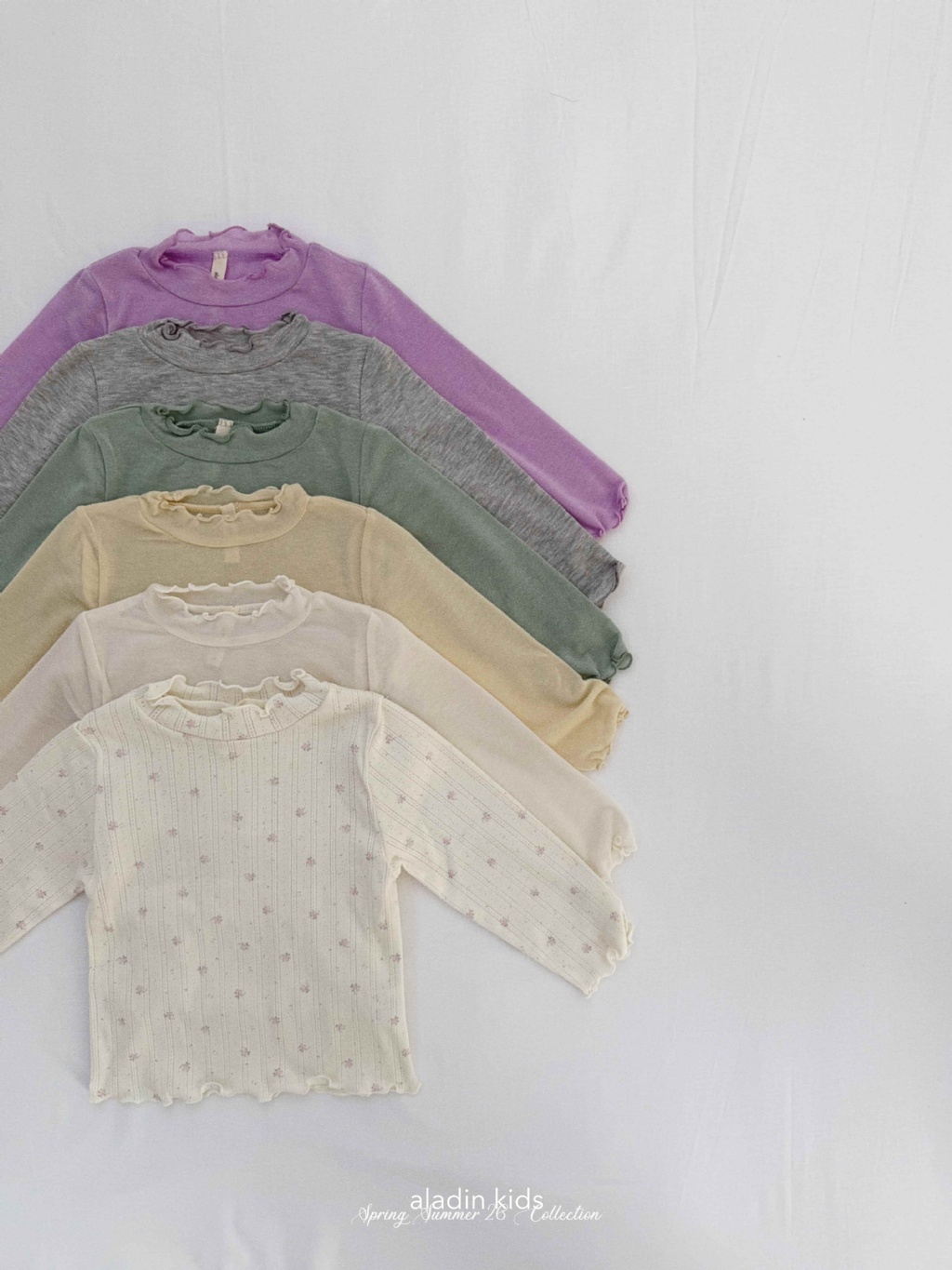 正韓春Aladin 必須包色!六色經典木耳捲邊上衣