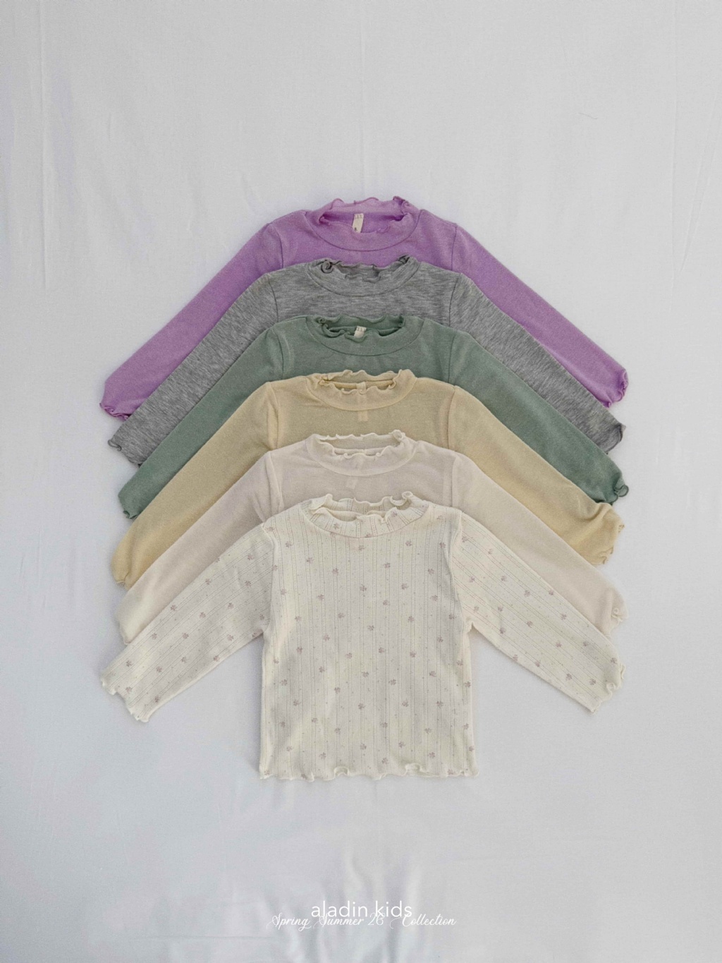 正韓春Aladin 必須包色!六色經典木耳捲邊上衣