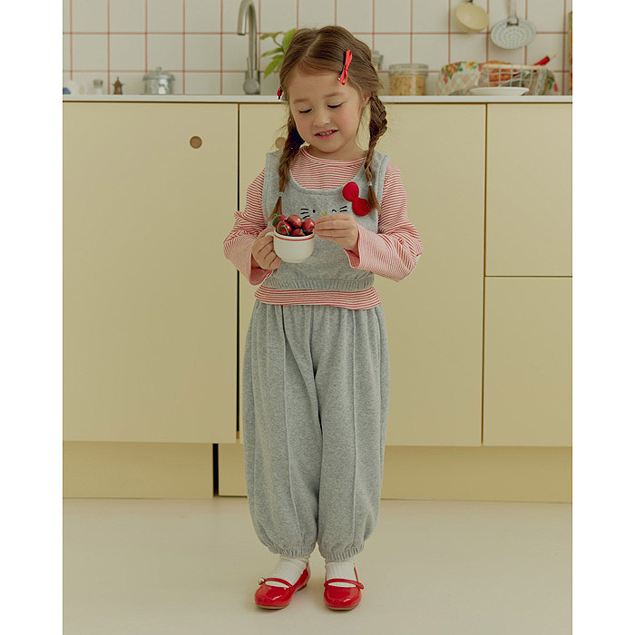 正韓春ueo 三色可愛貓貓背心套裝