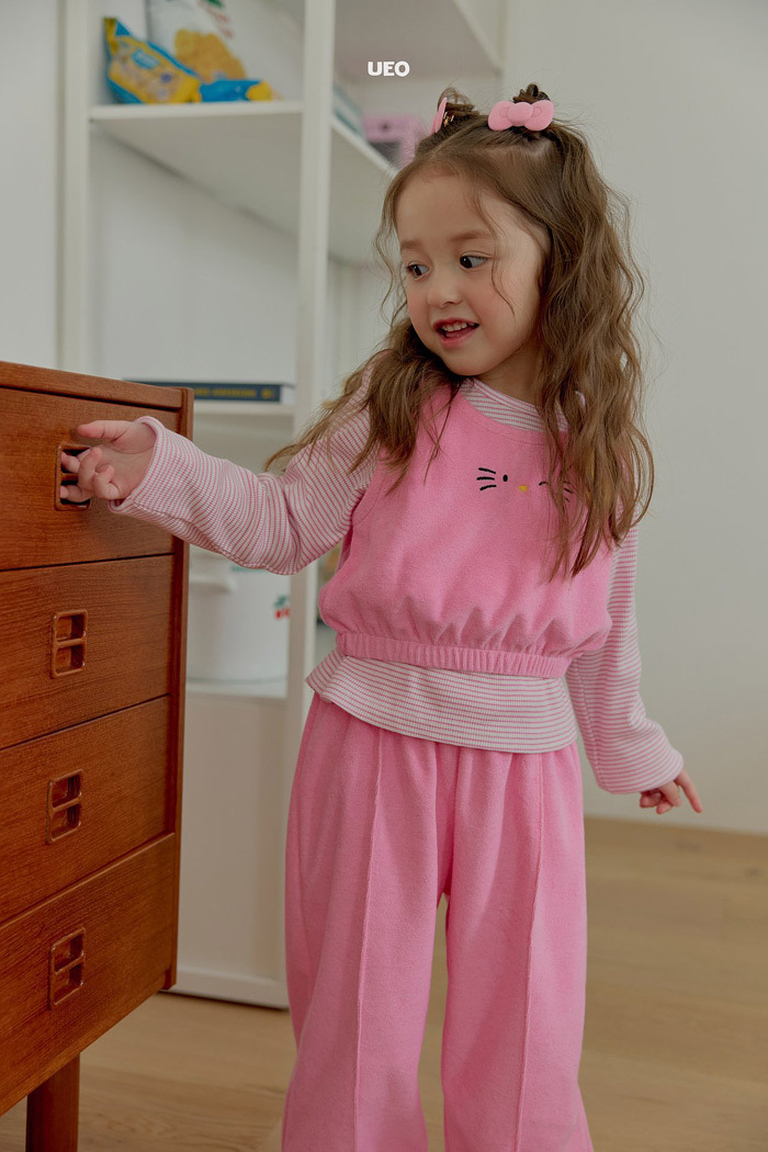 正韓春ueo 三色可愛貓貓背心套裝