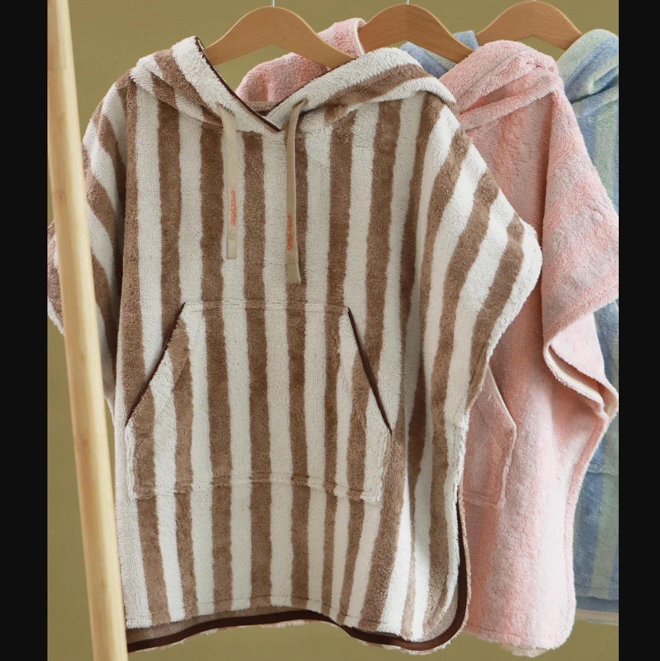 Everyday by Roberta 竹纖維條紋連帽斗篷浴袍 Bamboo-cotton striped poncho - pink