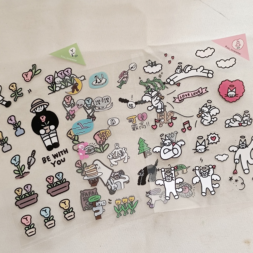 寫情書的人．花花/喵比特/可愛動物透明貼紙