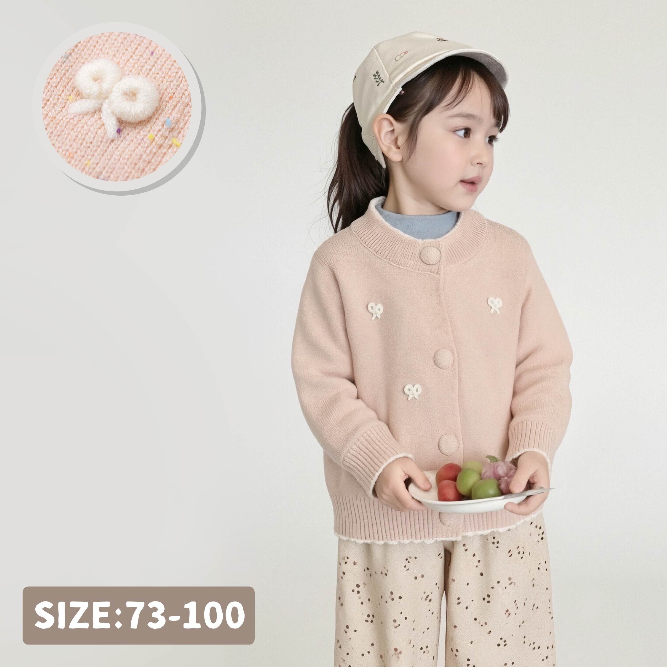 【H56227】繽紛點點蝴蝶結針織外套