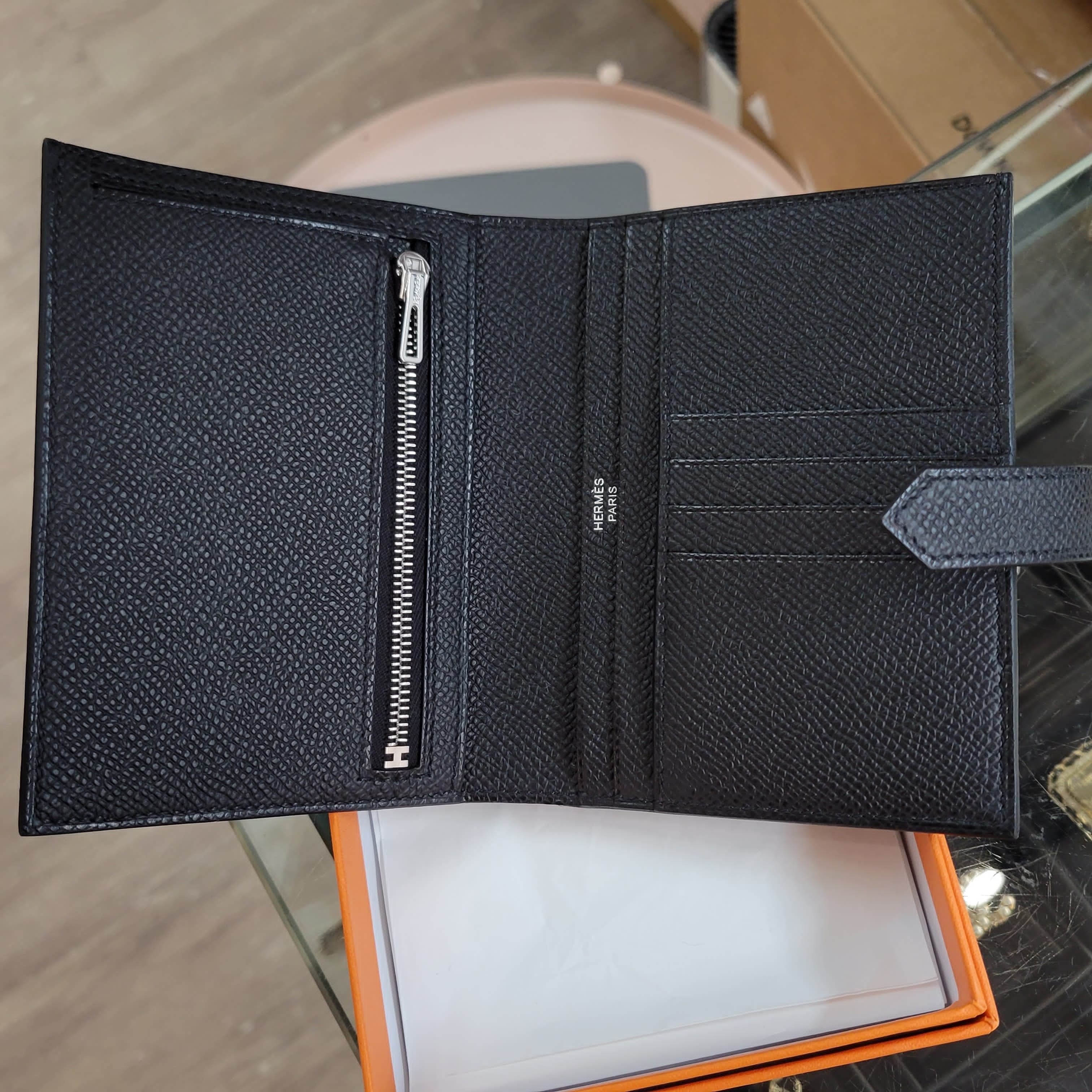 HERMES Bearn compact wallet NOIR CK 短銀包 黑色 銀扣