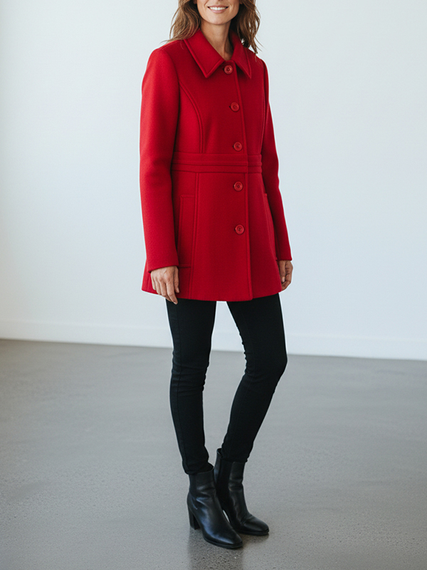 Red Valentino 雙層羊毛羊絨排釦短大衣