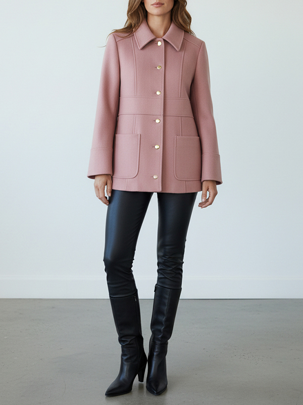 Red Valentino  金色排釦短大衣(淺粉)