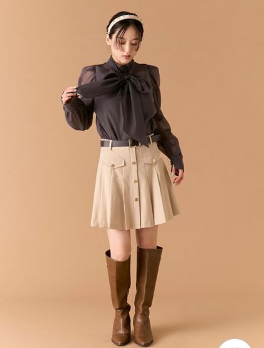 [預購]LILY BROWN 附腰帶百褶褲裙