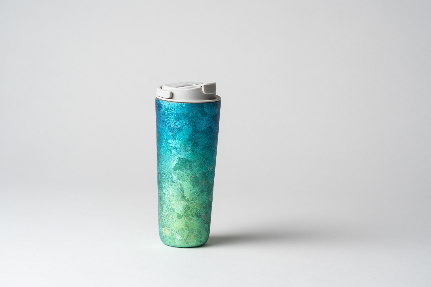 純鈦跳跳杯｜晶鈦暈彩系列｜青湖綠藍Ｘ雲霧灰蓋