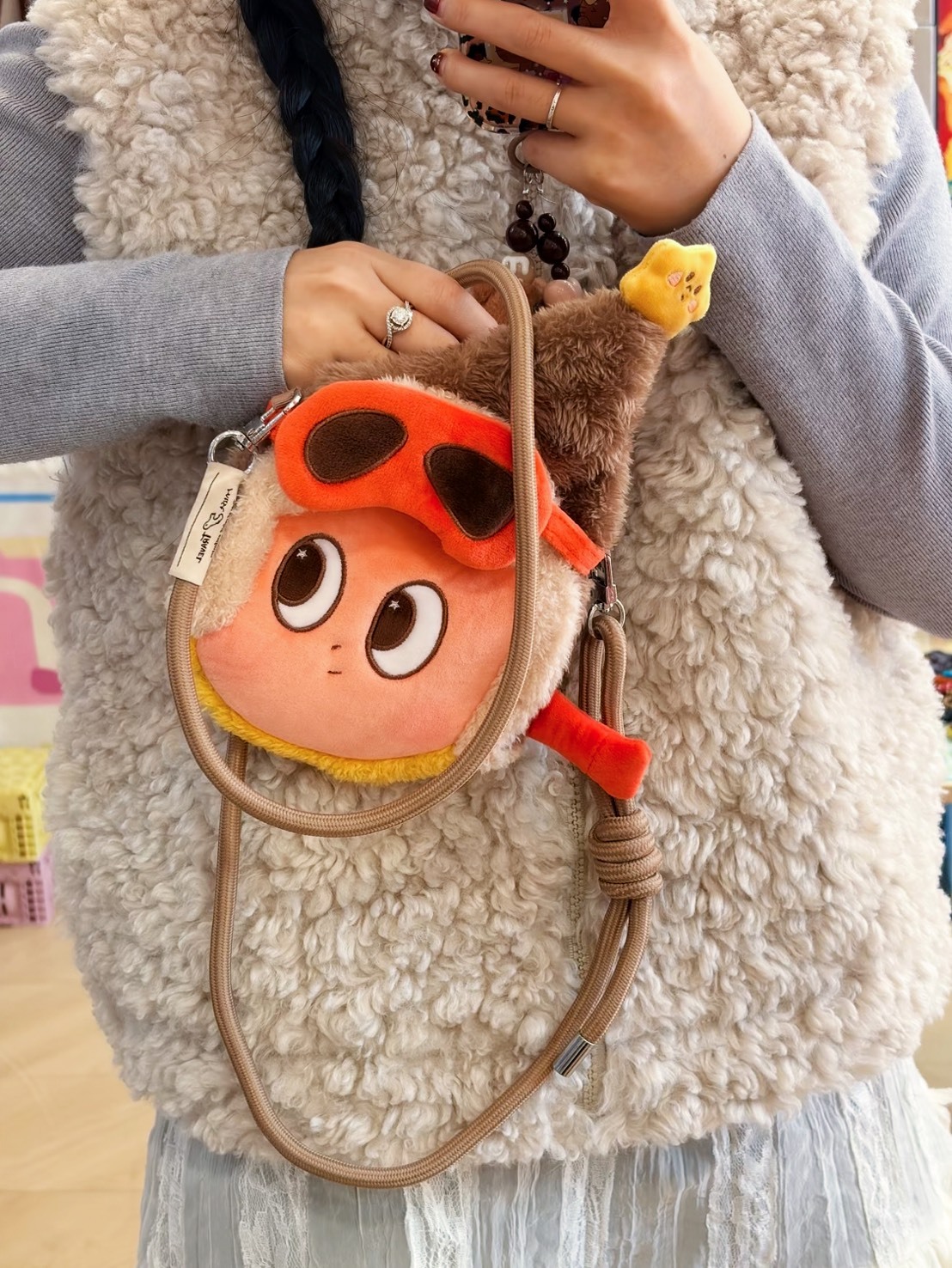 正版授權 星星人 毛絨小包