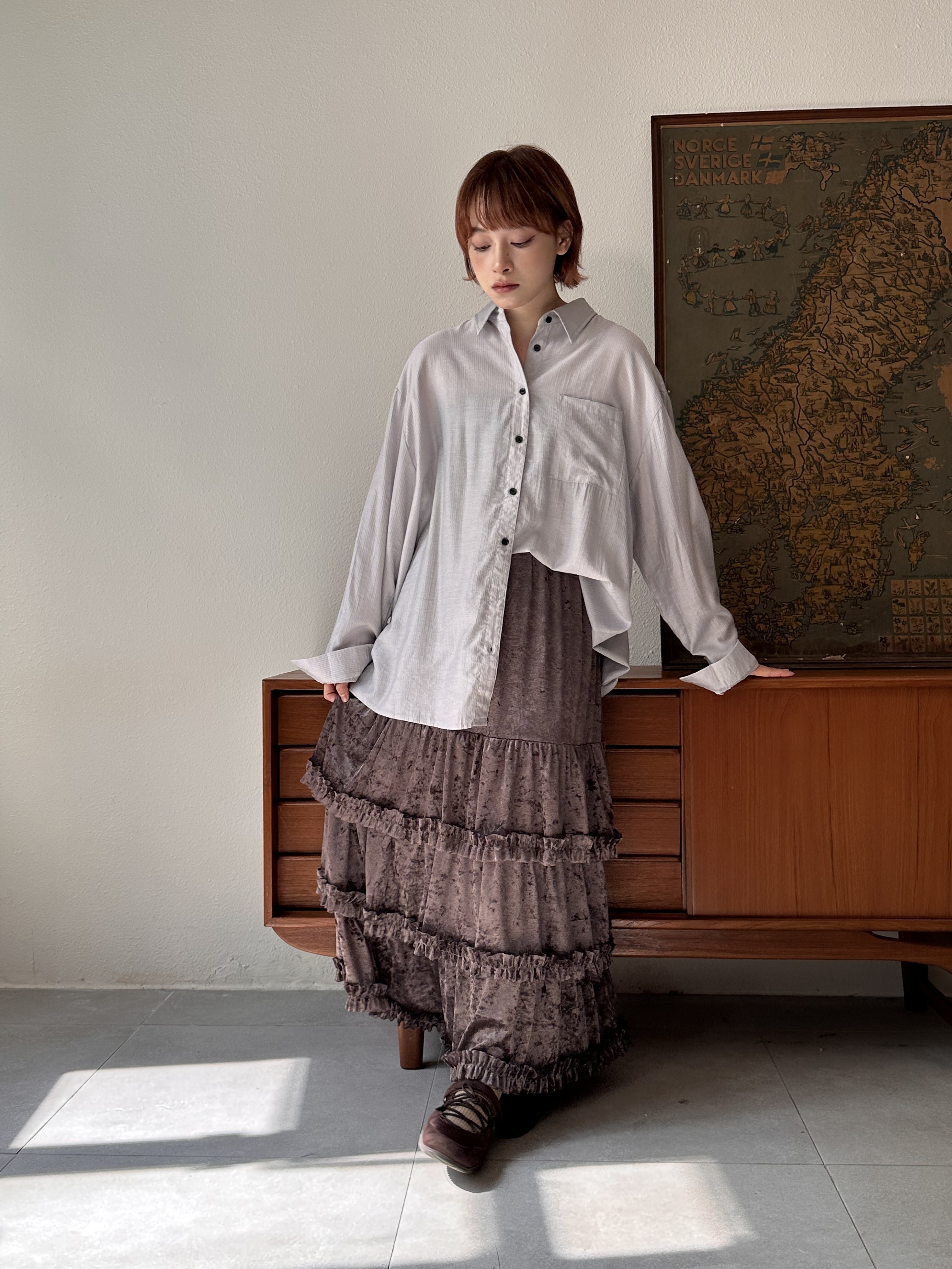 抗皺暗條紋恤衫 ～ BL61893