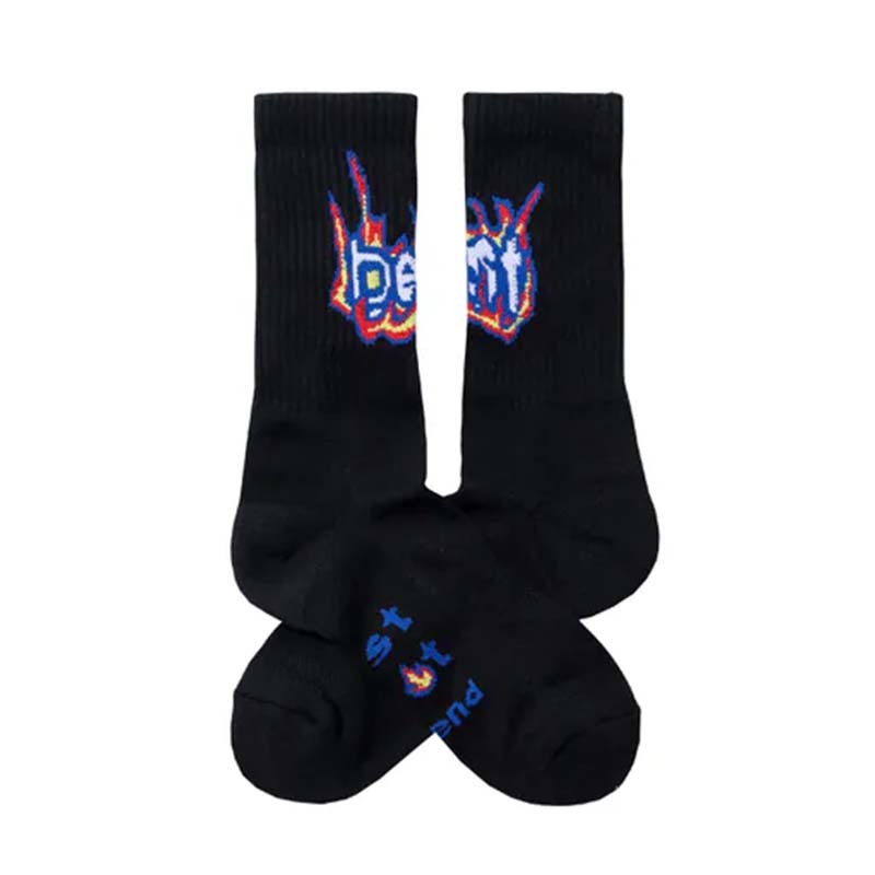 BFF Flame font Black 火焰字體 黑色 中筒襪  BF26001-BK [台灣現貨]