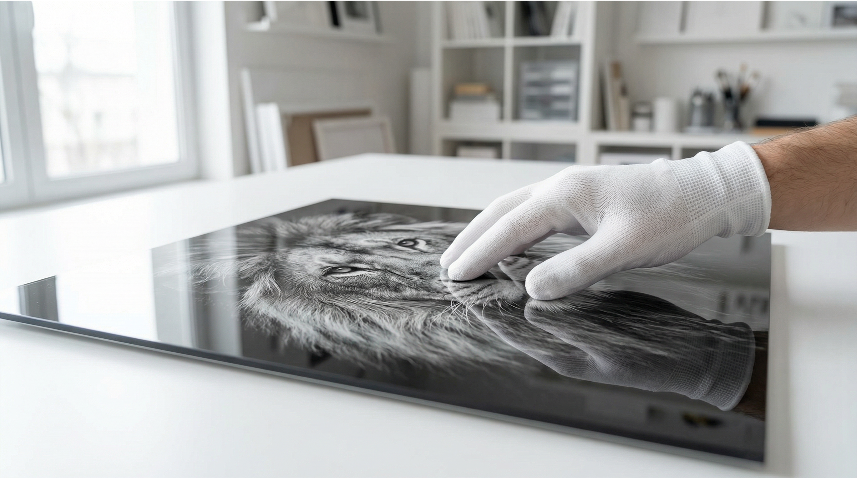 Krystalo 晶彩畫的工匠正在進行最後的手工品質檢驗