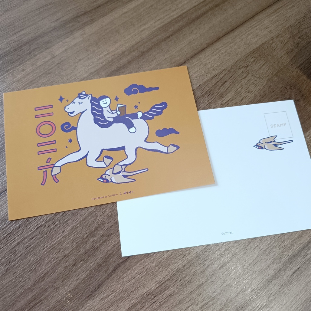 日本little lu．馬年明信片 2入