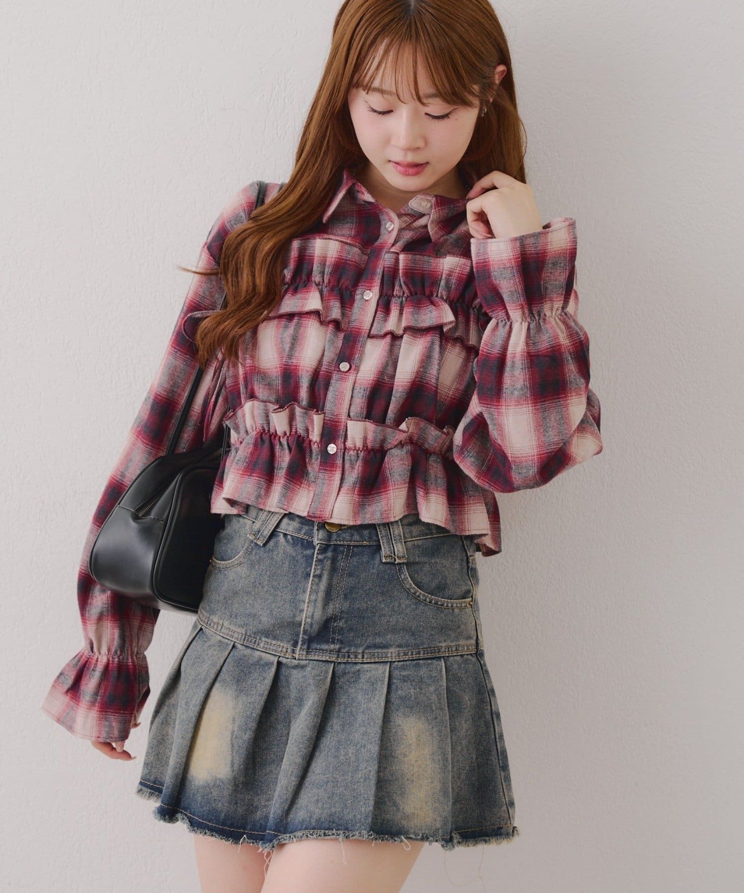 ODO Chest ribbon check shirt