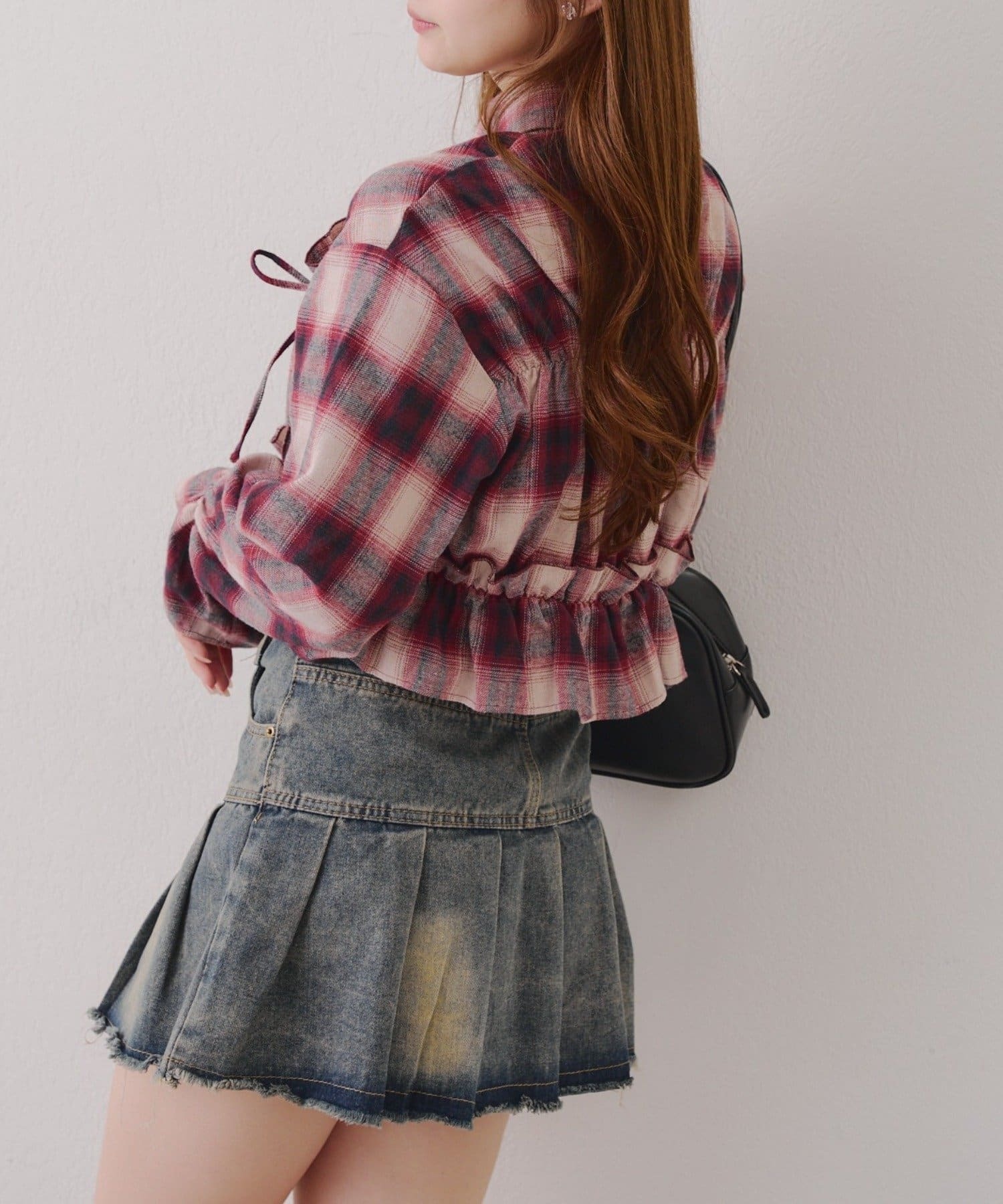 ODO Chest ribbon check shirt