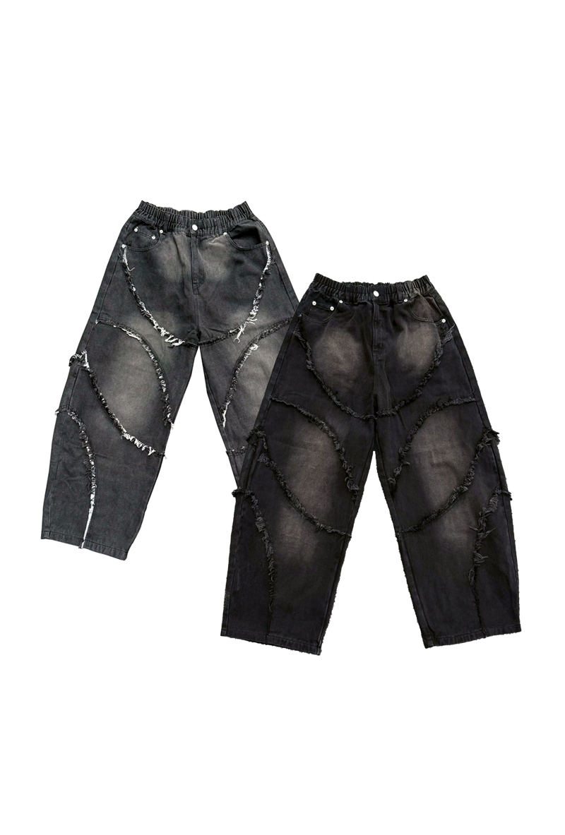 韓國毛邊彎刀褲