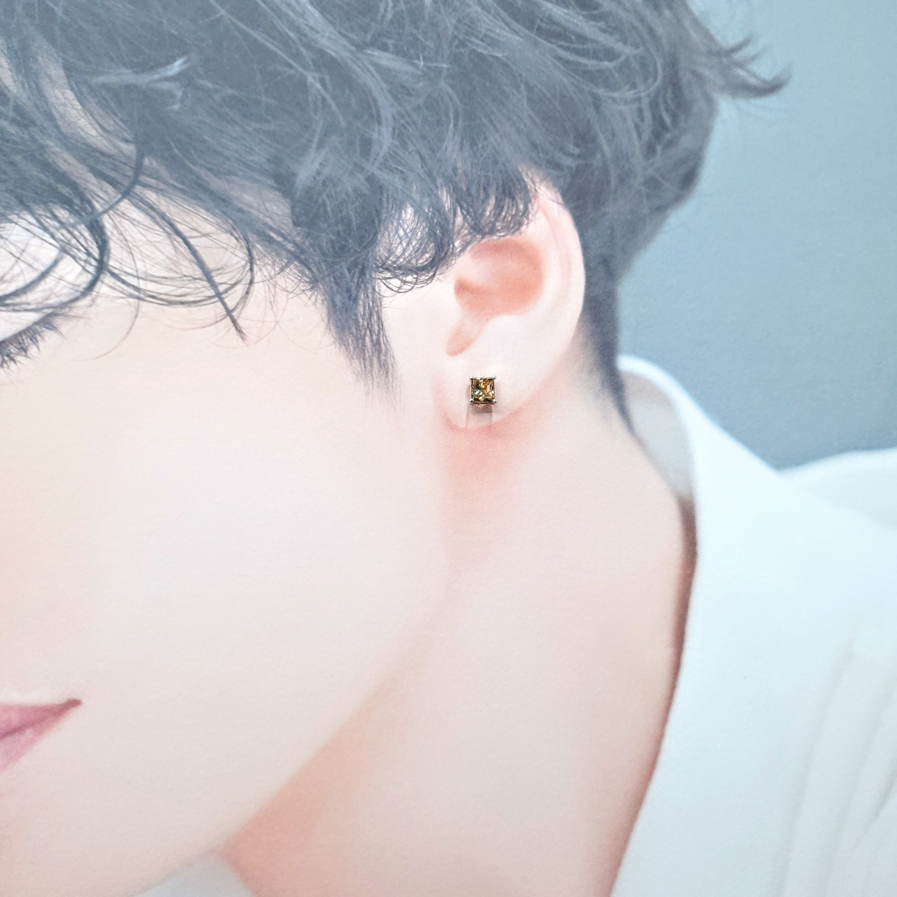 18K White Gold 1.70ct Fancy Brown Princess Cut Diamond Earrings