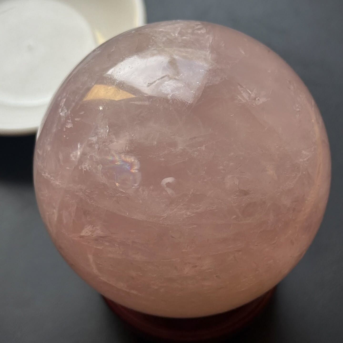 [原石] 粉晶 水晶球  8公分 附底座