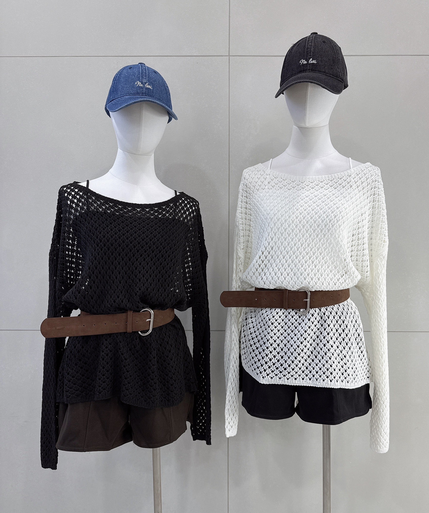 簍空長版針織衣+罩杯可愛+皮帶