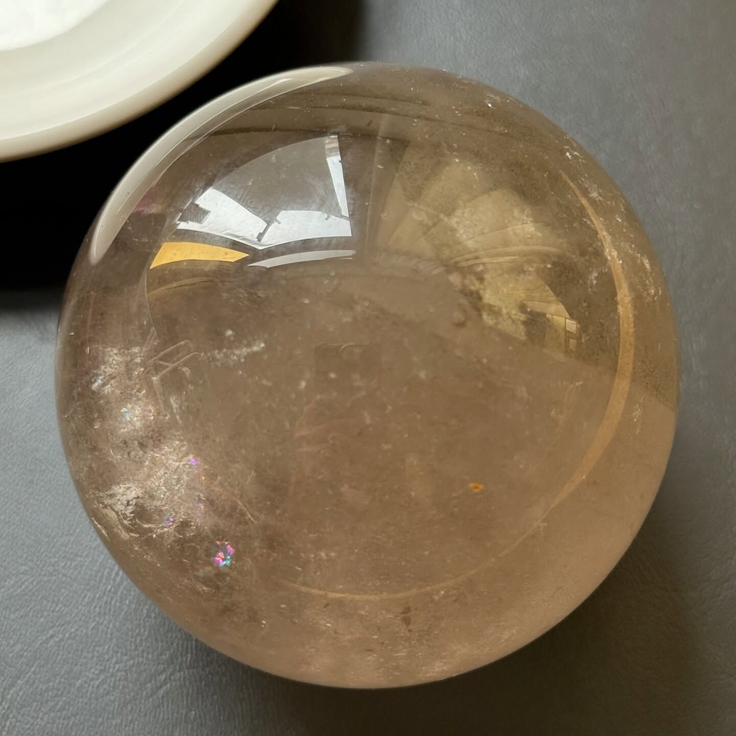 [原石] 茶晶幽靈水晶 水晶球 約 6 公分