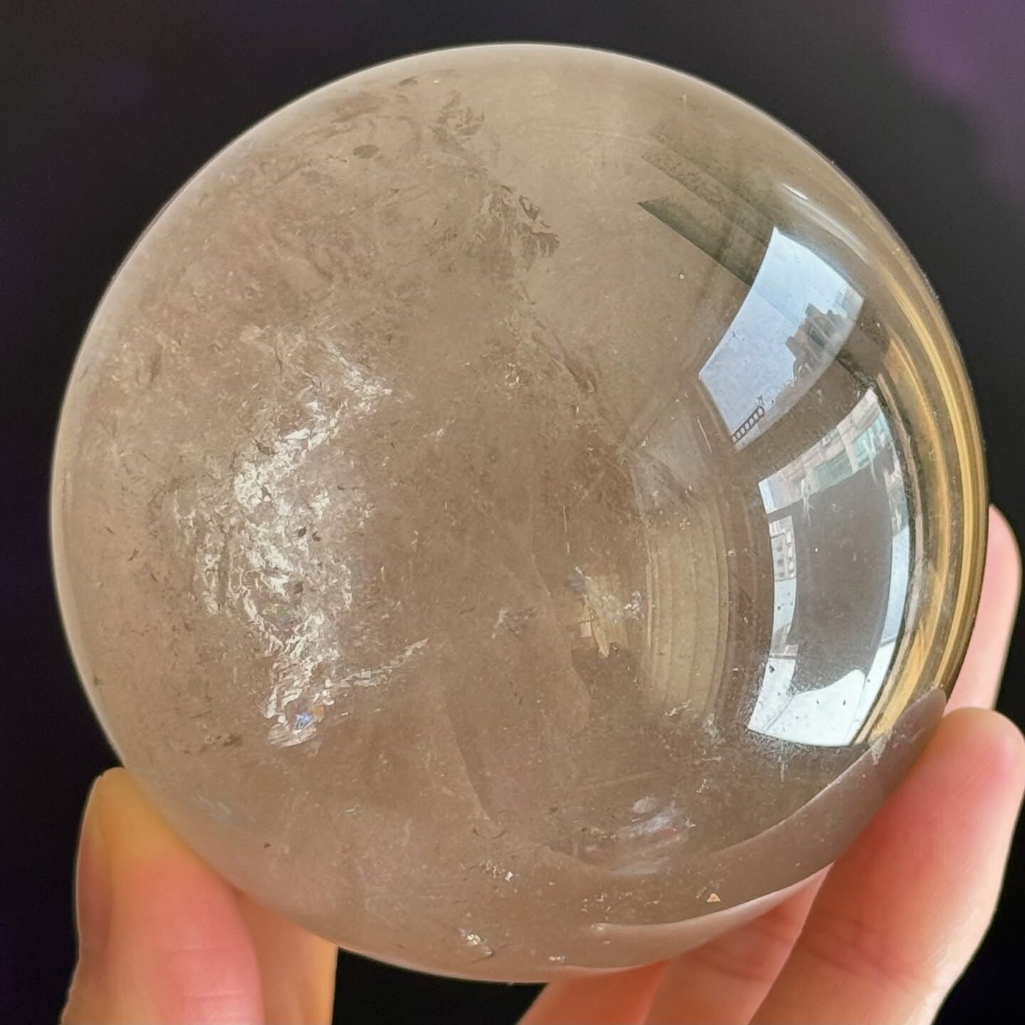 [原石] 茶晶幽靈水晶 水晶球 約 6 公分