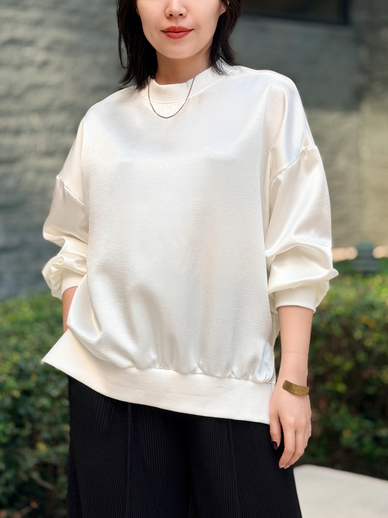 0202慵懶仙緞面長袖T