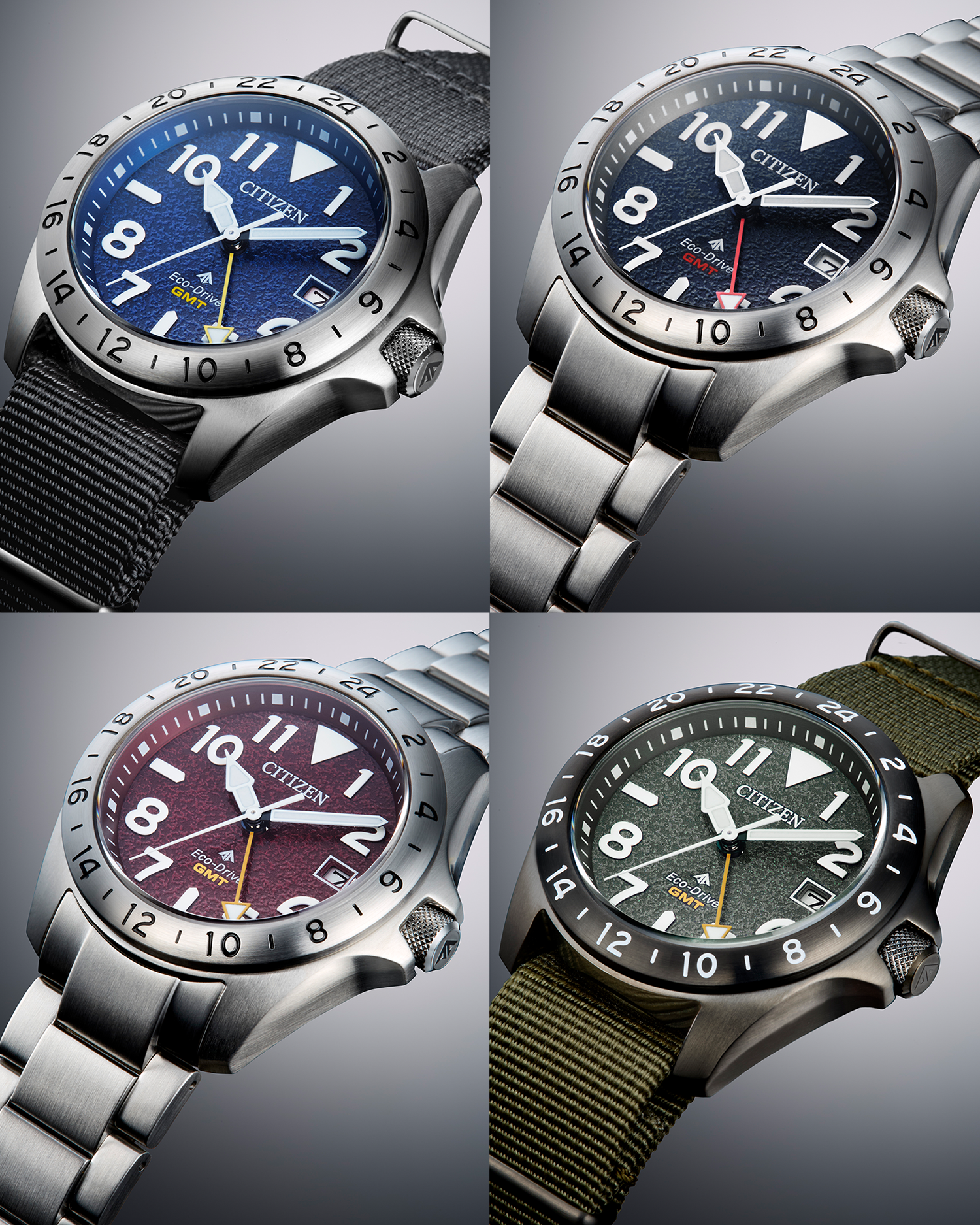 行貨 星辰 Citizen Promaster Land GMT 光動能手錶，防水深度達20bar，藍色錶盤 BJ7150-09L / 黑色錶盤 BJ7150-50E / 綠色錶盤 BJ7155-05X / 紅色錶盤 BJ7150-50W