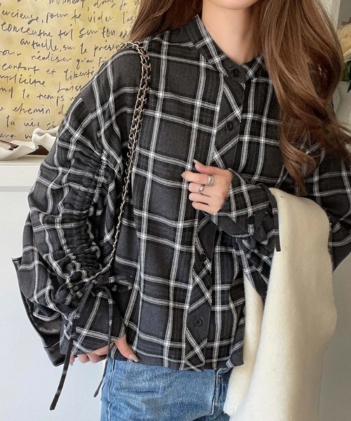 CE gathered sleeves and ribbon design TOP