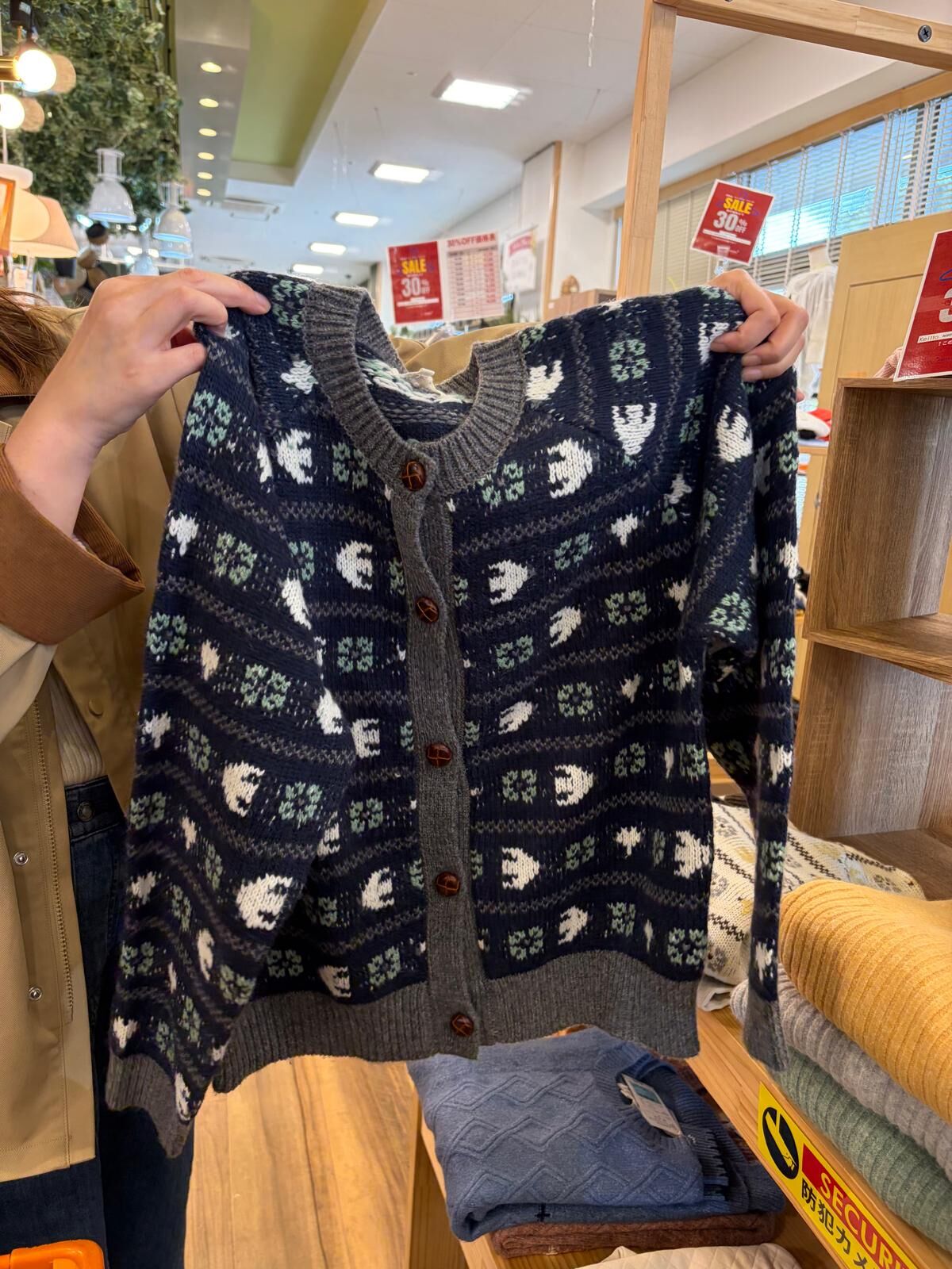 ｛預訂款｝｛童話國物語｝銀杏與野鳥圖案的提花針織開衫（3色入）【日本直送】