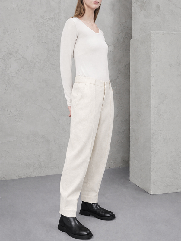 TRANSIT前車線羊毛褲(米)