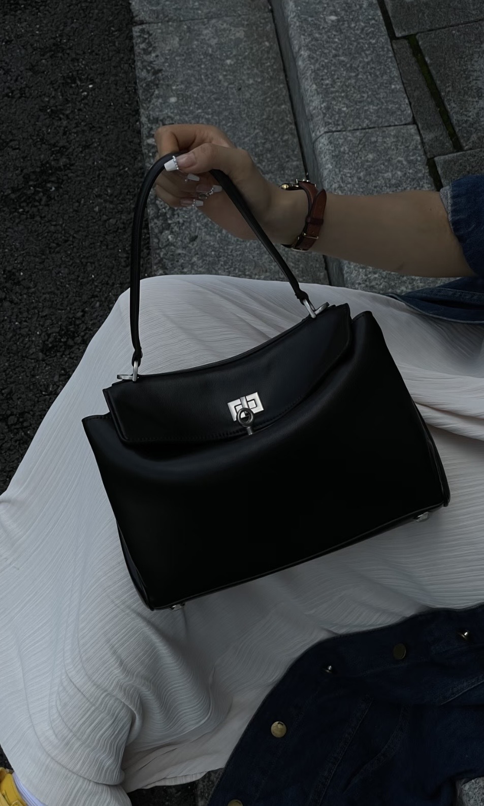 Balenciaga mini rodeo 黑銀色