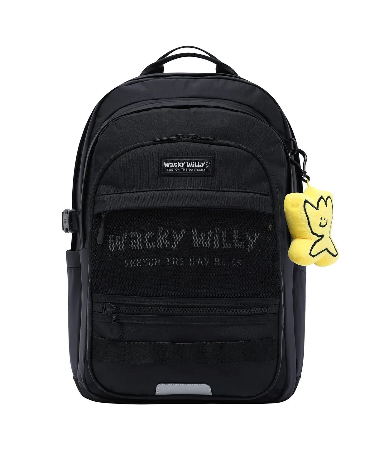 【OWN】Wacky Willy 經典 機能 後背包 反光 減壓 多功能 防潑水 網格 小黃人 黑色