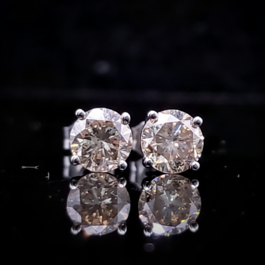 18K Gold 1.22ct Fancy Brown Diamond Earrings