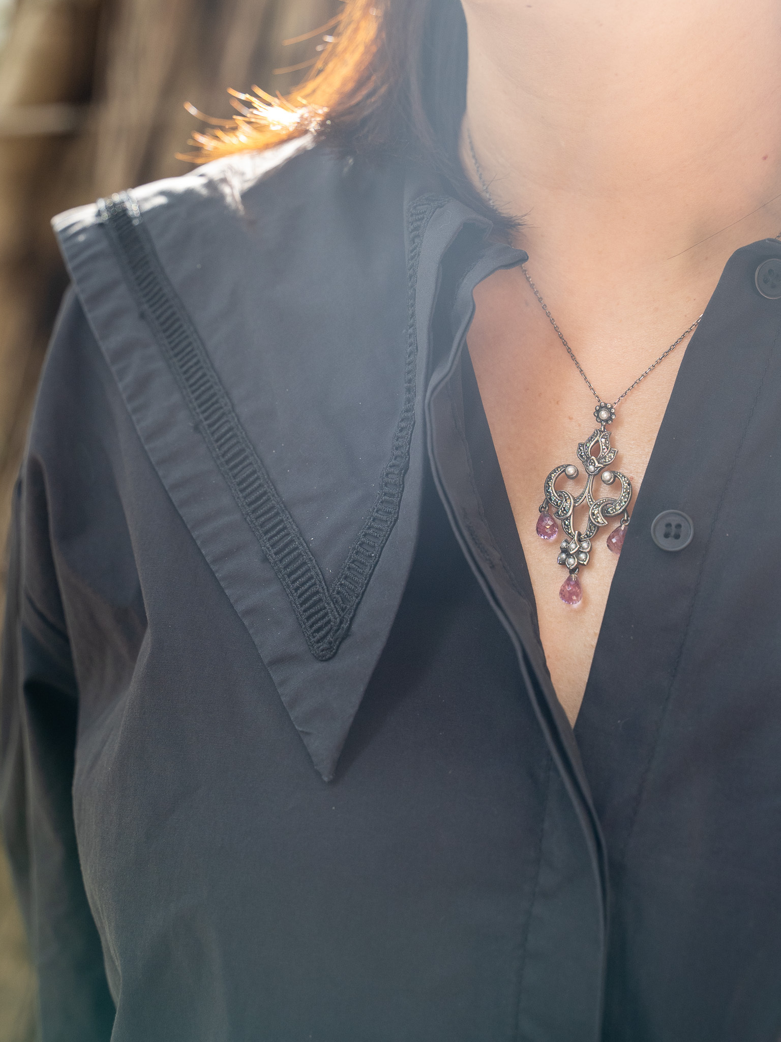 紫水晶吊燈項鍊（OP1252）