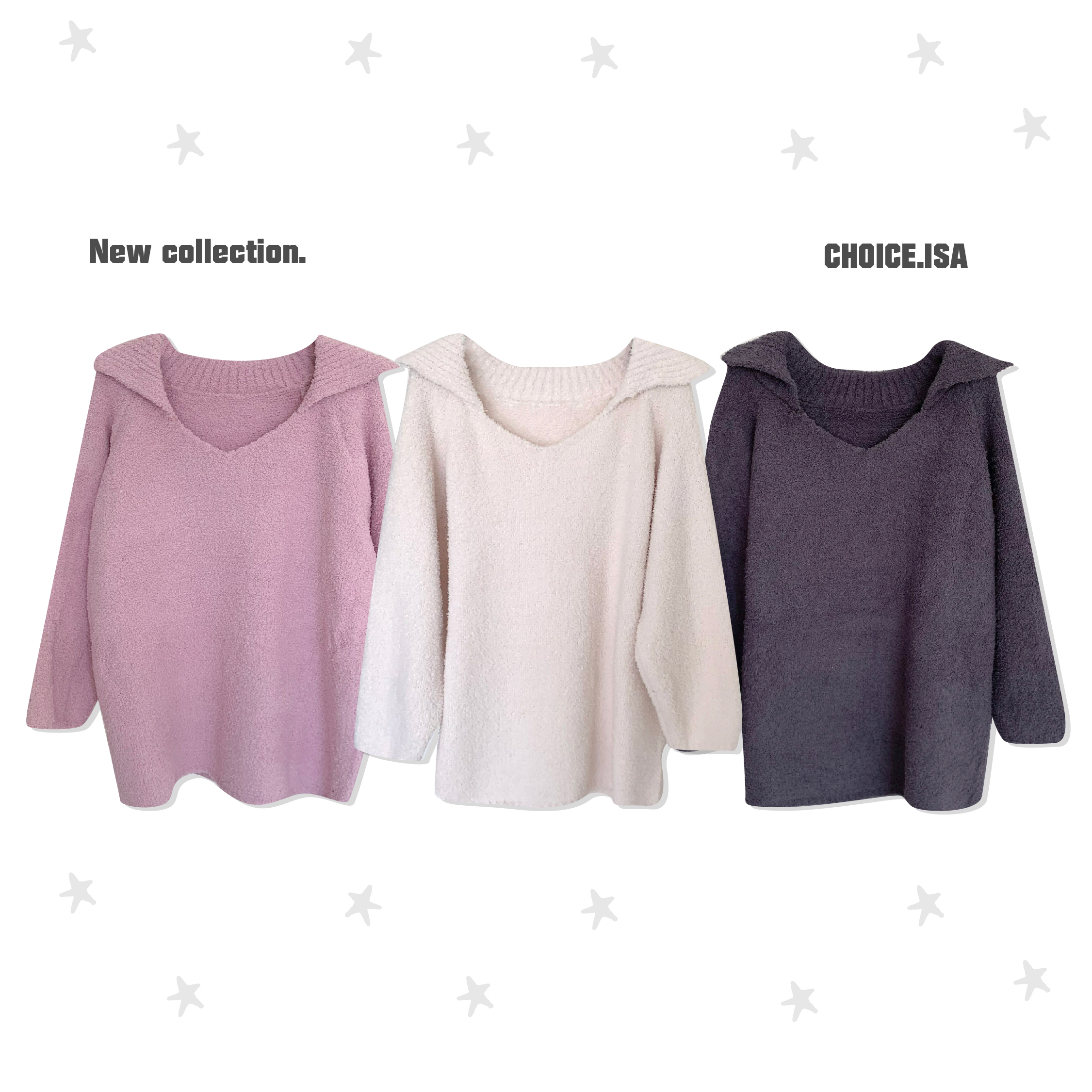 ISA_愛上軟綿綿! 大翻領毛巾絨寬鬆毛衣_61065