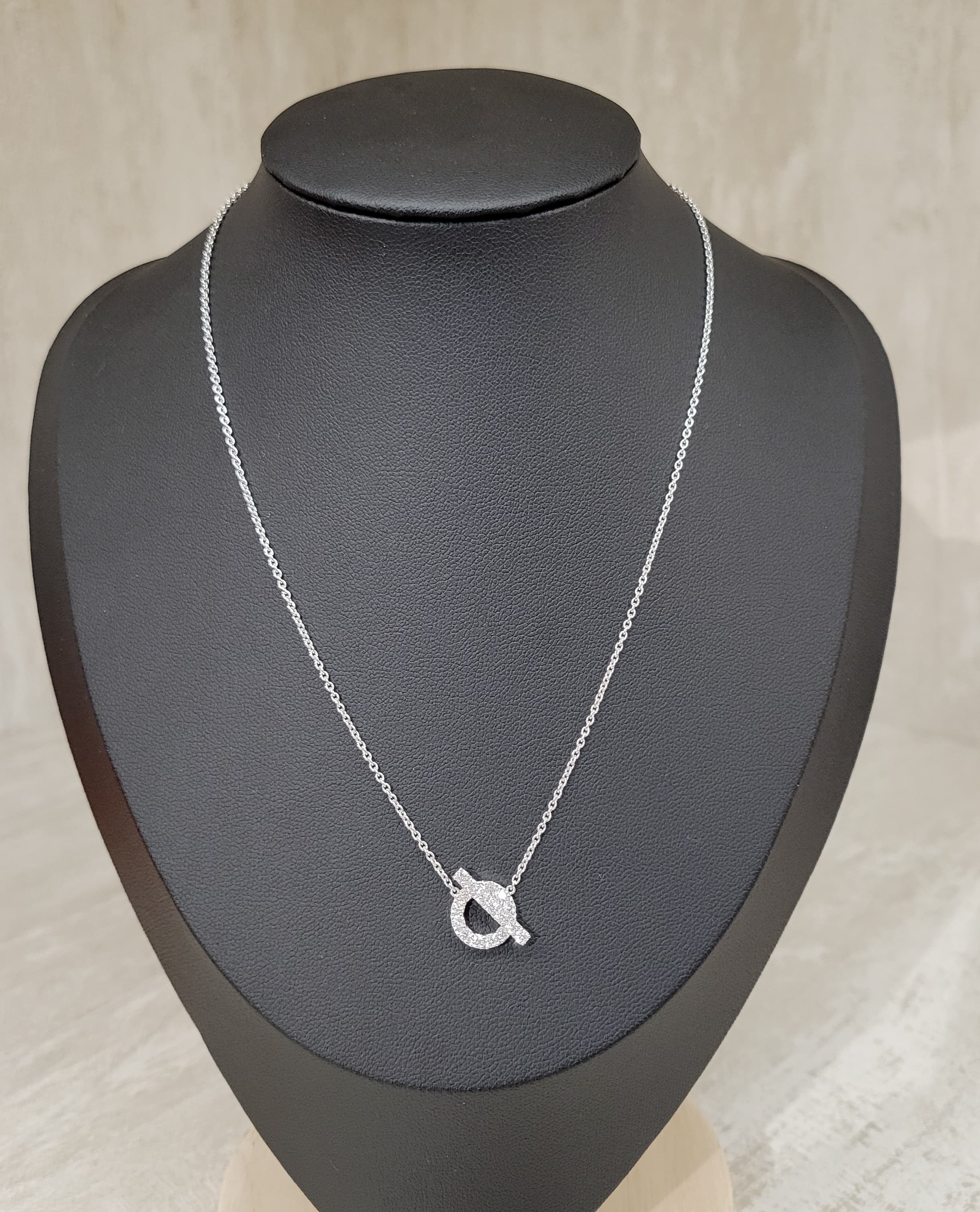 HERMES 18K White Gold Finesse Necklace  with diamond