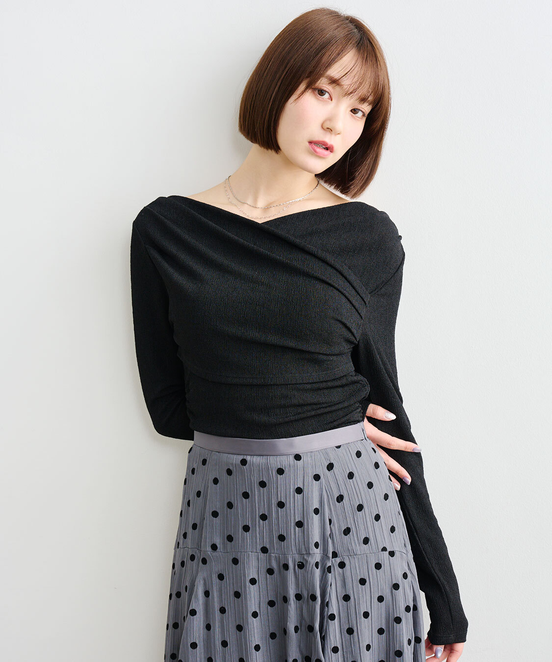 [預購] COCO DEAL 露肩打褶針織上衣