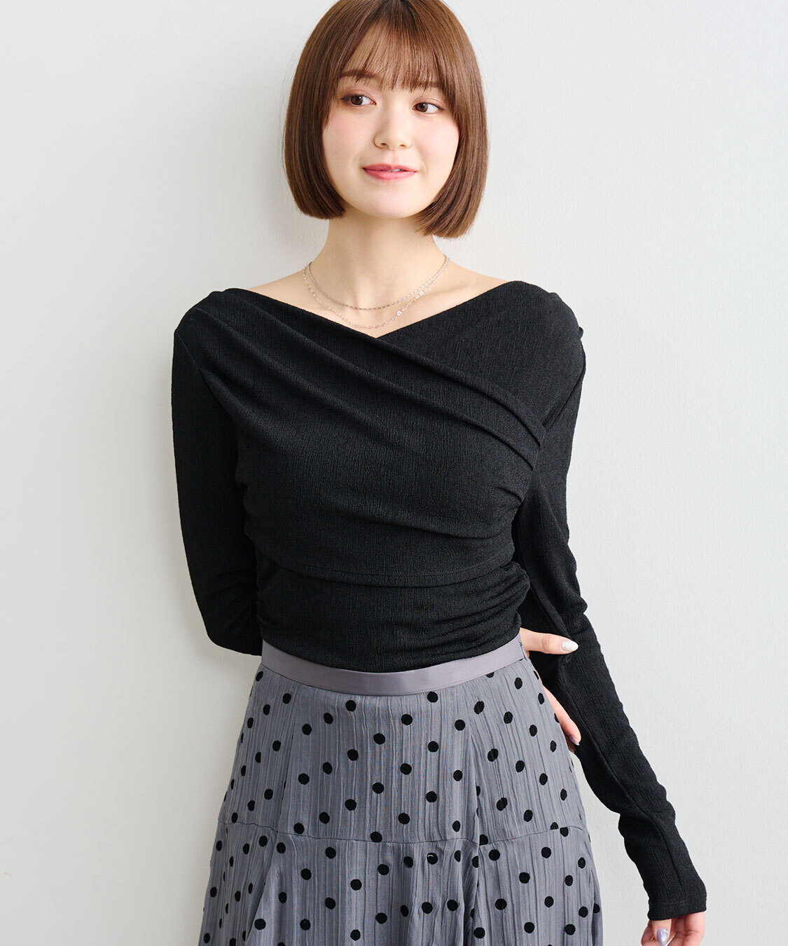 [預購] COCO DEAL 露肩打褶針織上衣