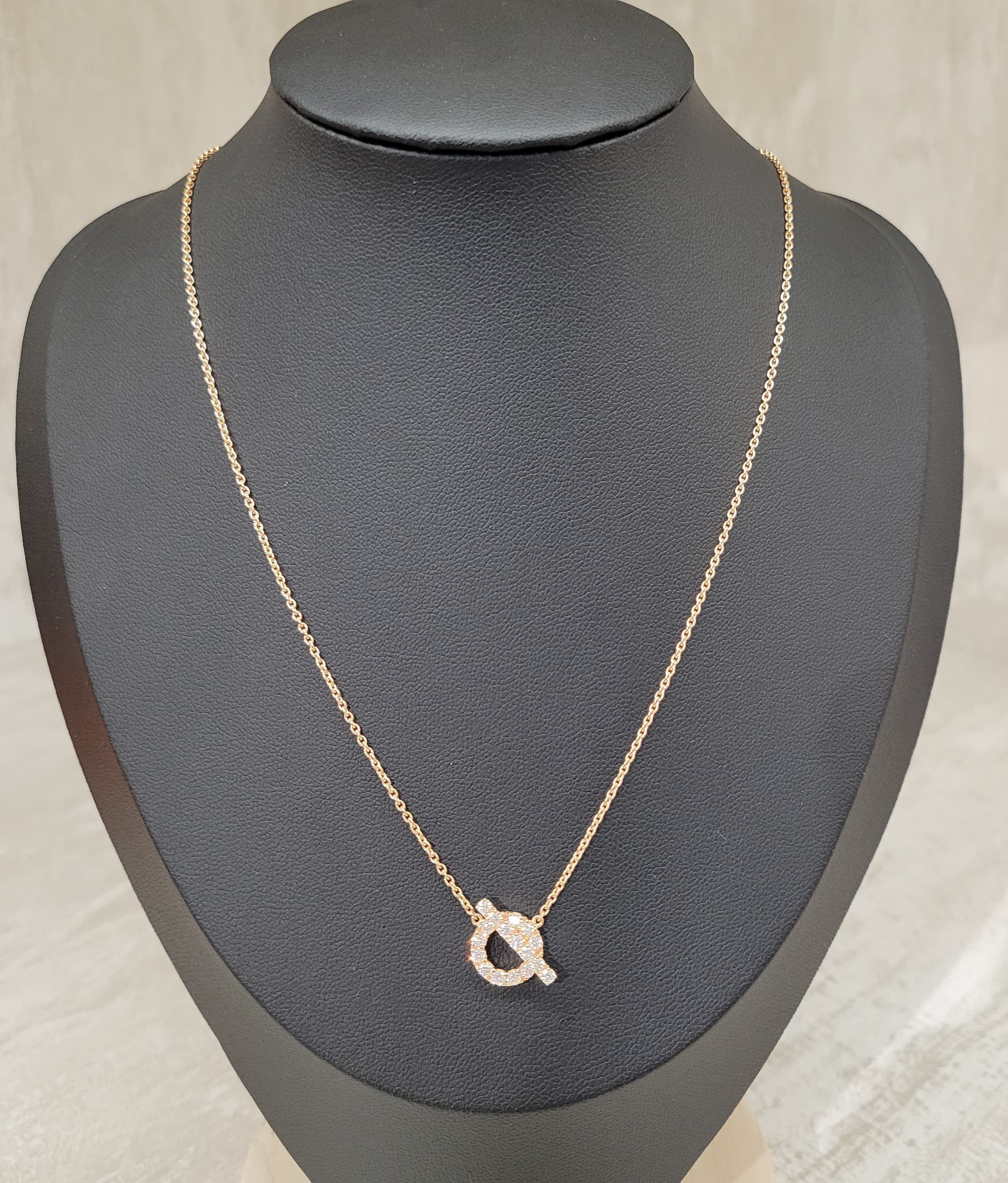 HERMES 18K ROSE Gold Finesse Necklace with diamond