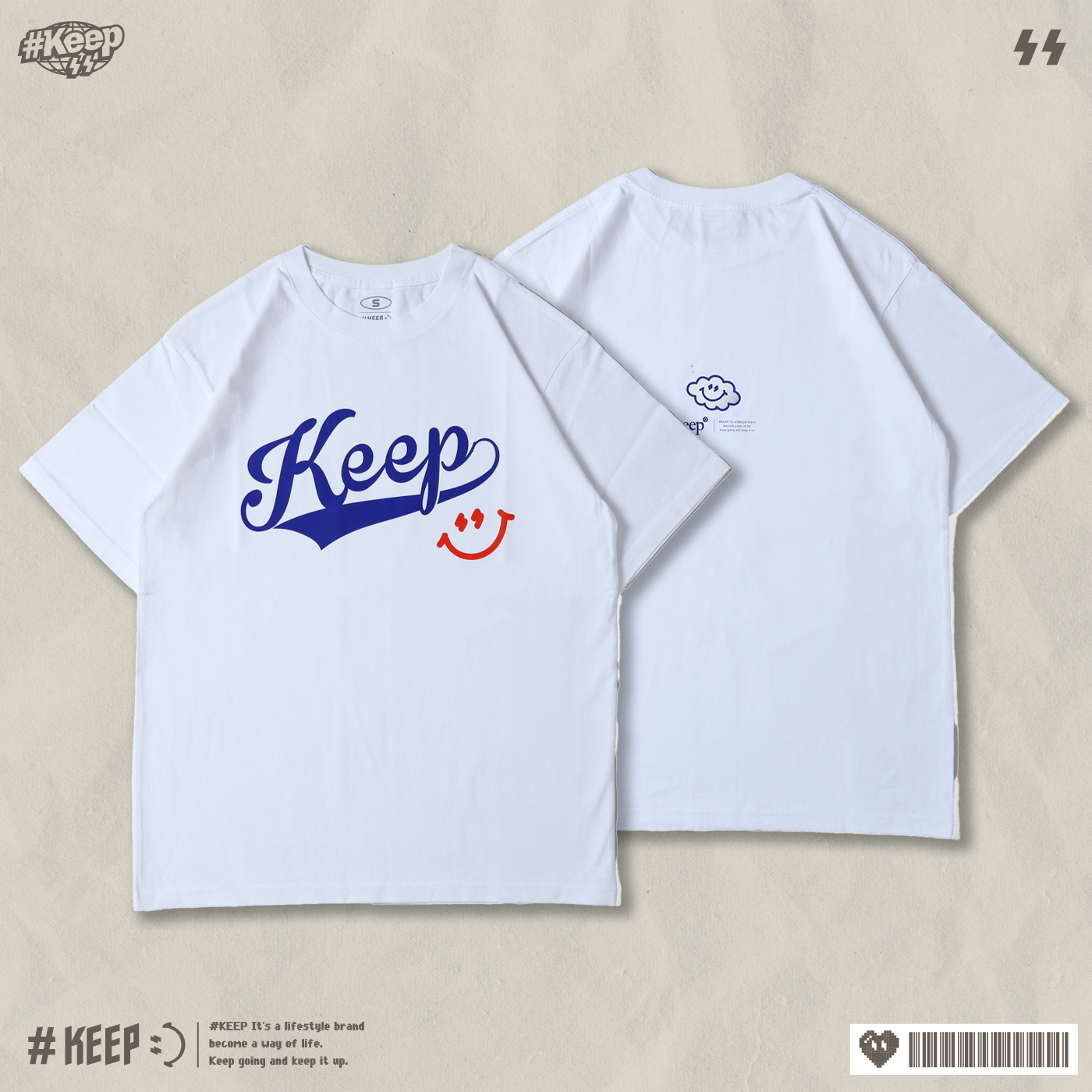 #KEEP AMERICAN-STYLE LOGO TEE 白色 印花 雲朵 美式 LOGO 短TEE【KS339】