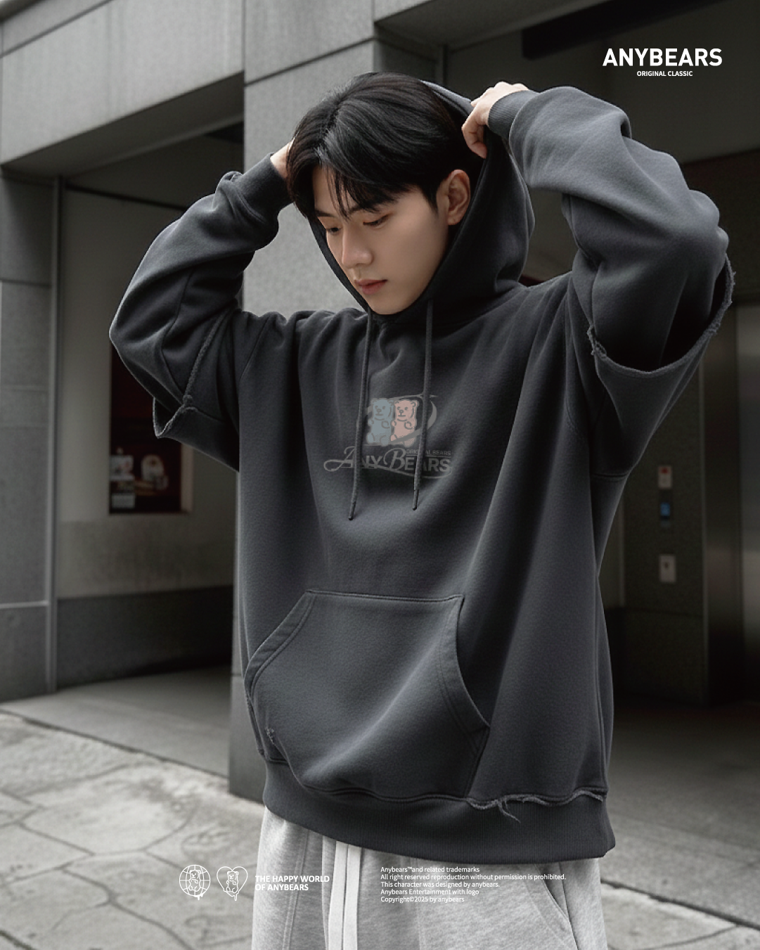 AB-CLS® OG熊復古假兩件水洗帽T-C07 OG BEAR Hoodie