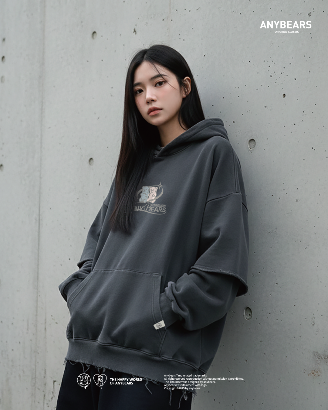 AB-CLS® OG熊復古假兩件水洗帽T-C07 OG BEAR Hoodie