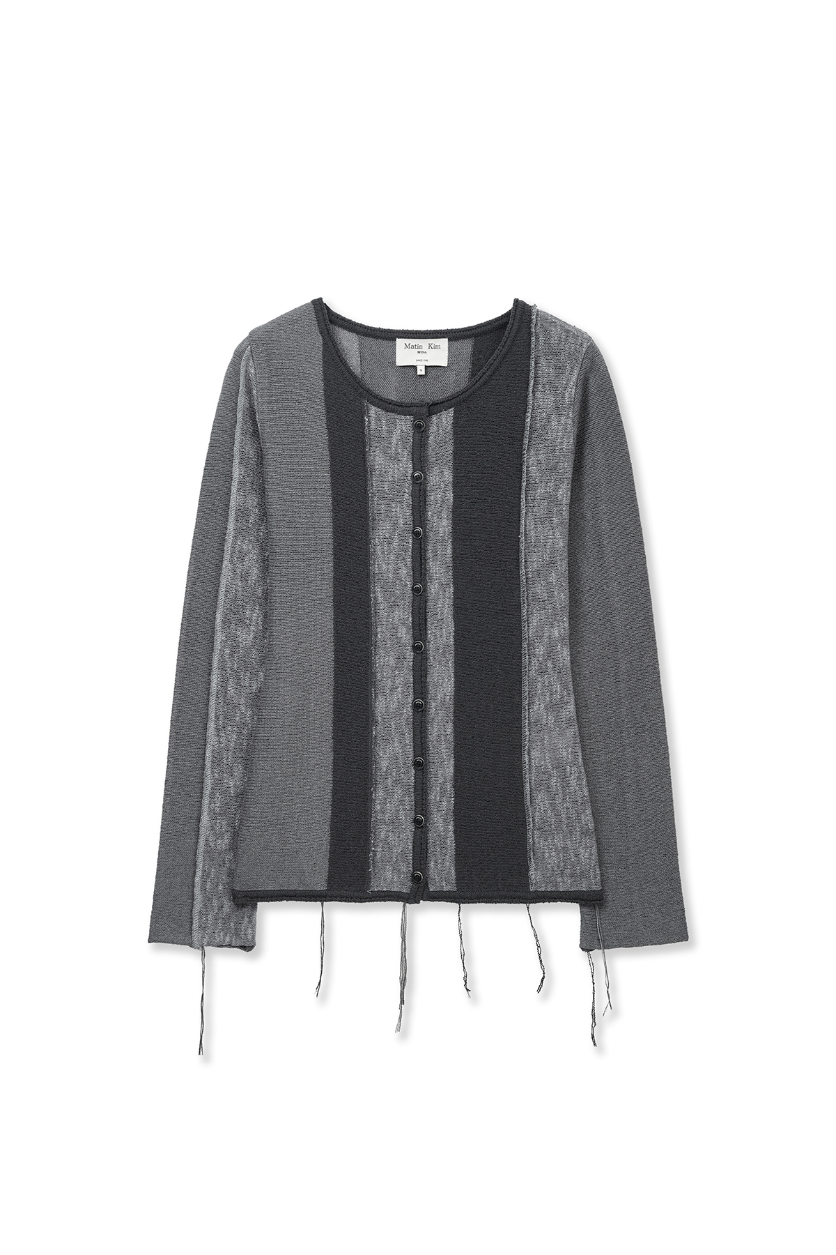 撞色拼接修身針織上衣 炭灰