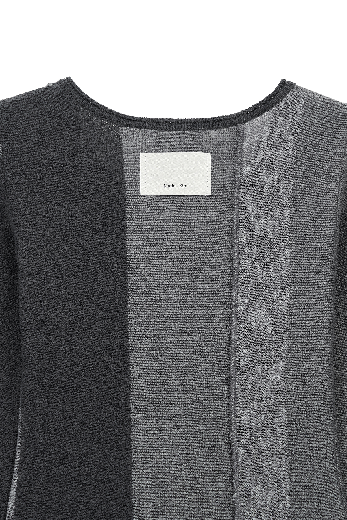 COLOR BLOCK SLIM KNIT CARDIGAN IN CHARCOAL