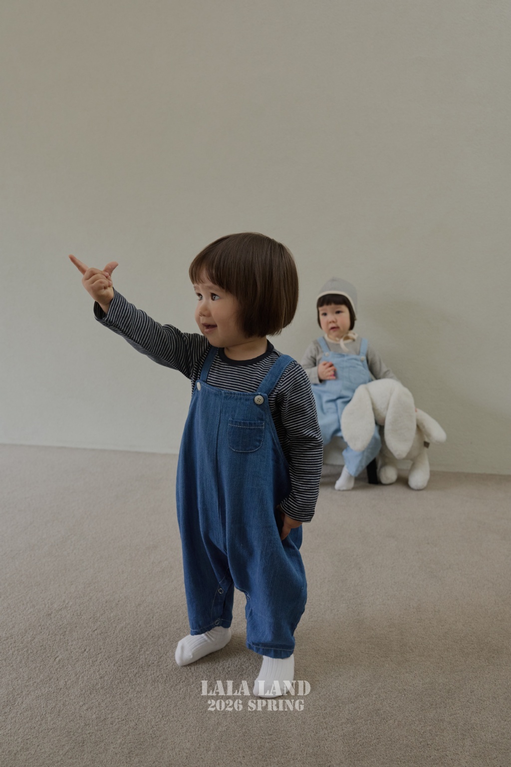韓國🇰🇷 LALA LAND 牛仔口袋吊帶褲(12m/18m)