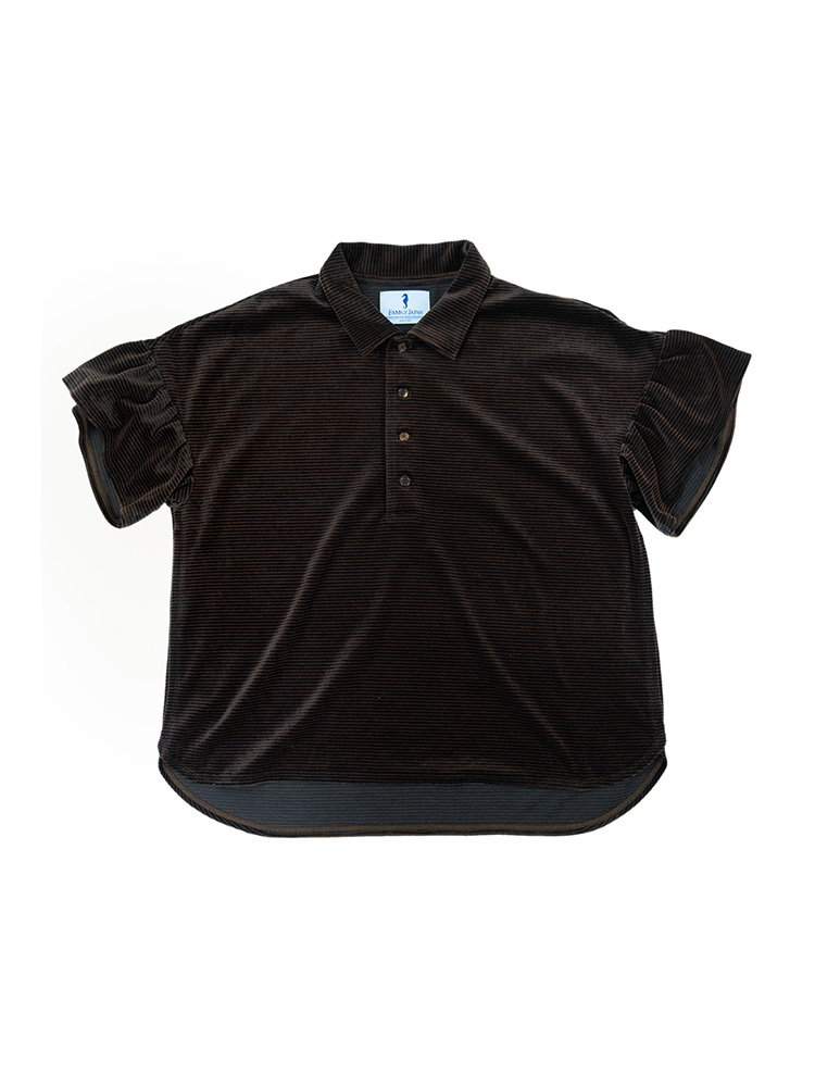 Unisex Velvet Polo - Brown×Black