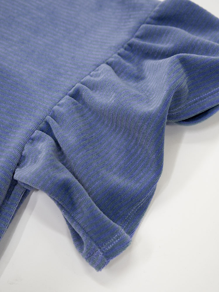 Unisex Velvet Polo - Light Blue×Purple