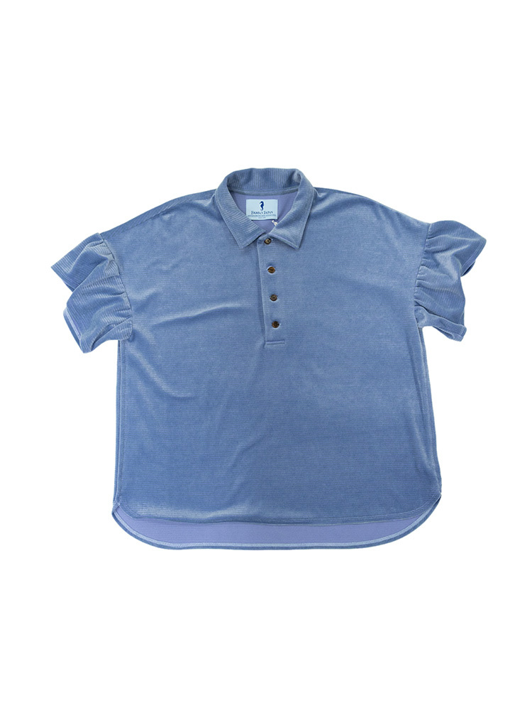 Unisex Velvet Polo - Light Blue×Purple